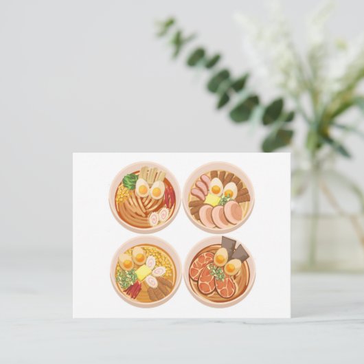 4 Bowls van Briefkaart Ramen (Staand voorkant)