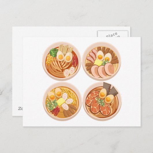 4 Bowls van Briefkaart Ramen (Voorkant / Achterkant)