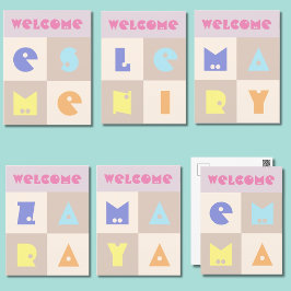 4 brief geboorte baby meisje naam kaart felicitati