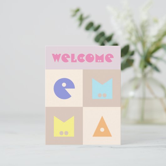 4 brief geboorte baby meisje naam kaart felicitati (Staand voorkant)