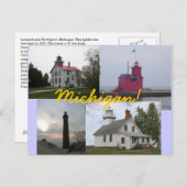 4 Briefkaarten van vuurtoren van het meer van Mich (Voorkant / Achterkant)