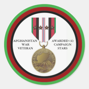 4 CAMPAGNE STARS AFGHANISTAN WAR VETERAN RONDE STICKER