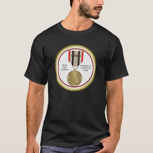 4 CAMPAGNE STERREN IRAK OORLOGSVETERAAN T-SHIRT (Voorkant)