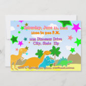 4 Cartoon Dinos Birthday Party uitnodigingen (Achterkant)