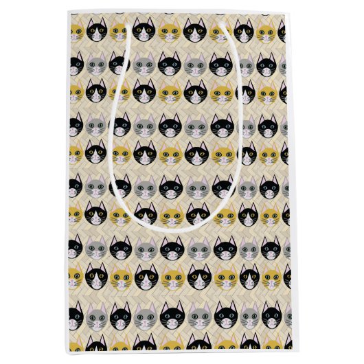 4 Cats, Herringbone Beige Medium Cadeauzakje (Voorkant)