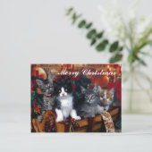 4 Cats Merry Christmas Post Kaart (Staand voorkant)