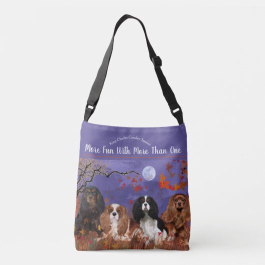 4 Cavalier King Charles met bladeren Canvas tas (Achterkant)