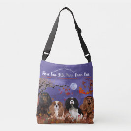 4 Cavalier King Charles met bladeren Canvas tas