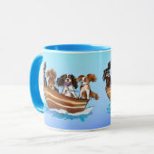 4 Cavalier King Charles Spanjels op een Boot Mok (Voorkant links)
