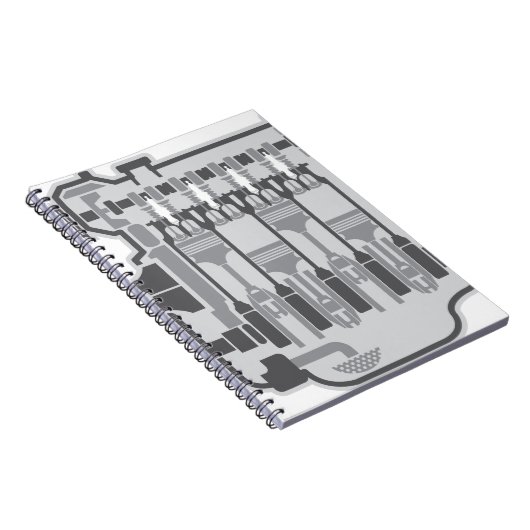 4 cilindermotorvector notitieboek (Rechterzijde)