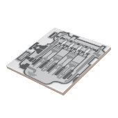 4 cilindermotorvector tegeltje (Zijkant)