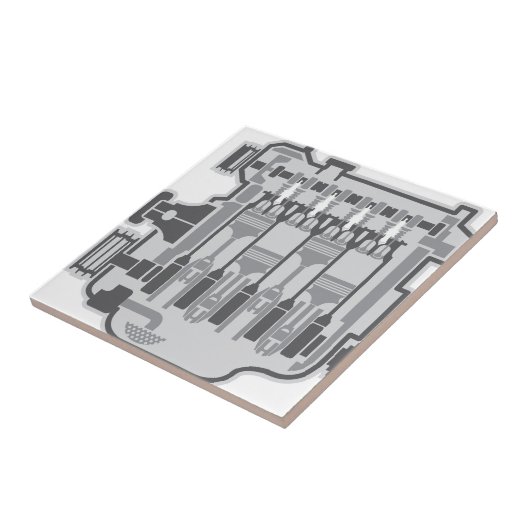 4 cilindermotorvector tegeltje (Zijkant)