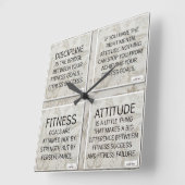 4 Citaten voor fitness Motivation: Wall Clock Vierkante Klok (Hoek)