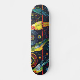 4 Cockatiels - Aboriginal stijl - Skateboard Deck