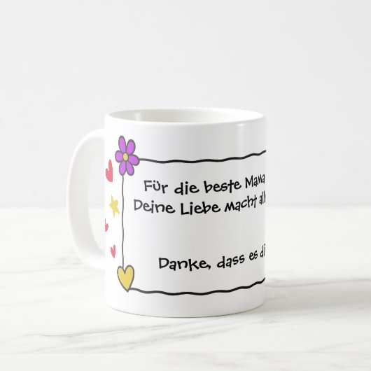 4 Color Doodle Frame 2 - eigener Text Koffiemok (Voorkant links)