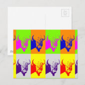 4 Colour Pop Art Buffalo Bison Briefkaart (Voorkant / Achterkant)