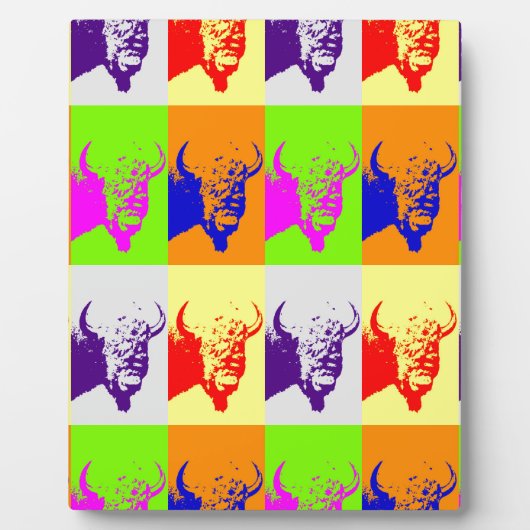4 Colour Pop Art Buffalo Bison Fotoplaat (Voorkant)