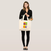 4 Colour Pop Art Buffalo Bison Grote Tote Bag (Voorkant (model))