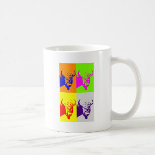 4 Colour Pop Art Buffalo Bison Koffiemok