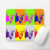 4 Colour Pop Art Buffalo Bison Muismat (Met muis)