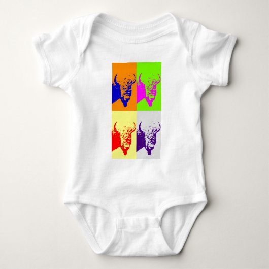 4 Colour Pop Art Buffalo Bison Romper (Voorkant)