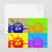 4 Colour Pop Art Lady Liberty Briefkaart (Voorkant / Achterkant)