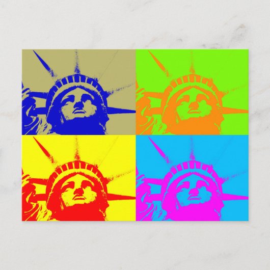 4 Colour Pop Art Lady Liberty Briefkaart (Voorkant)