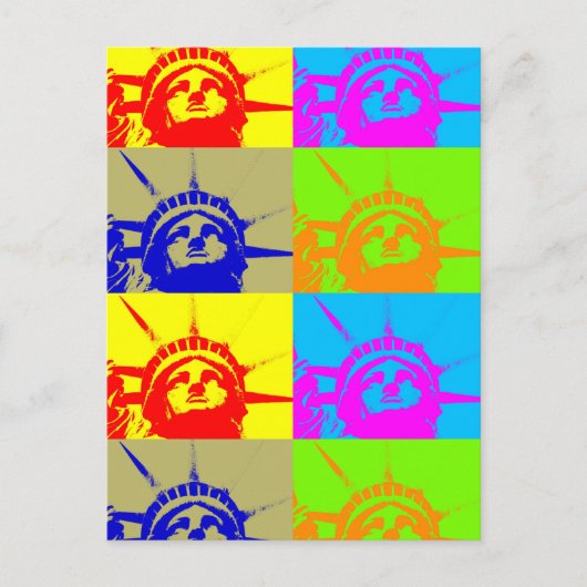 4 Colour Pop Art Lady Liberty Briefkaart (Voorkant)
