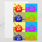 4 Colour Pop Art Lady Liberty Briefpapier (Voorkant / Achterkant)