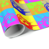 4 Colour Pop Art Lady Liberty Cadeaupapier (Rol Hoek)