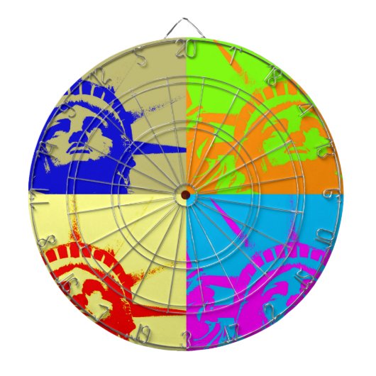 4 Colour Pop Art Lady Liberty Dartbord (Voorkant)