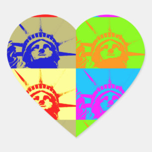 4 Colour Pop Art Lady Liberty Hart Sticker