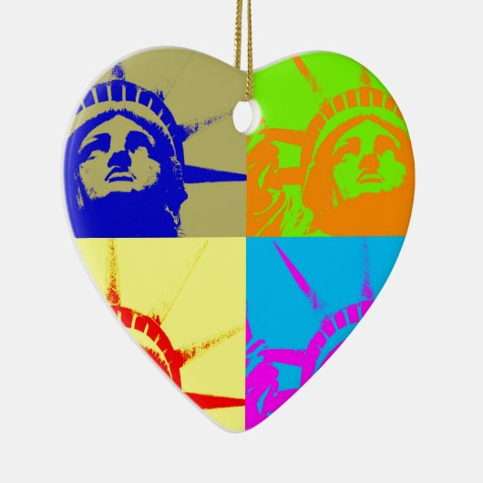 4 Colour Pop Art Lady Liberty Keramisch Ornament (Rechts)
