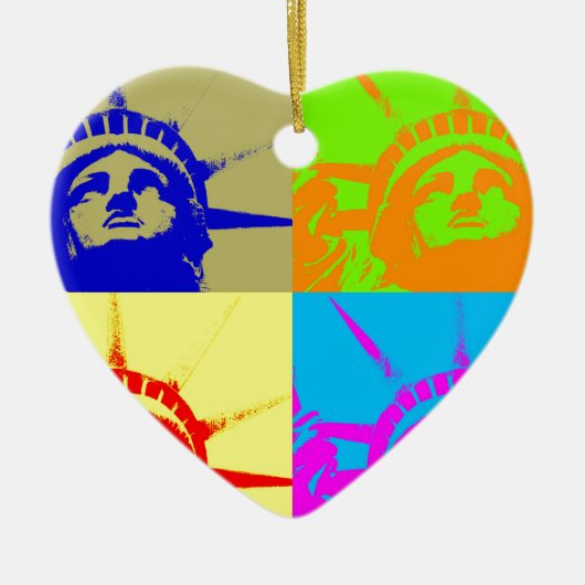4 Colour Pop Art Lady Liberty Keramisch Ornament (Voorkant)