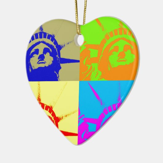 4 Colour Pop Art Lady Liberty Keramisch Ornament (Links)