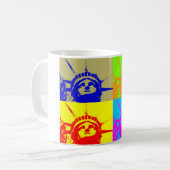 4 Colour Pop Art Lady Liberty Koffiemok (Voorkant links)