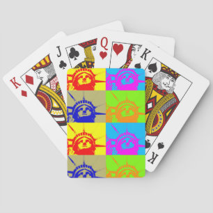 4 Colour Pop Art Lady Liberty Pokerkaarten