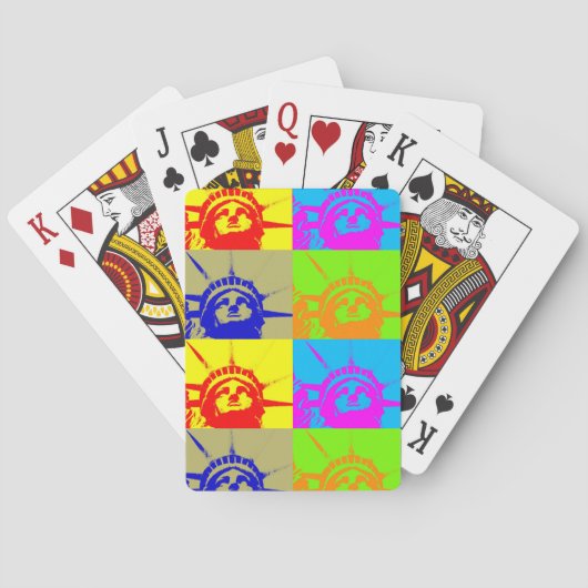 4 Colour Pop Art Lady Liberty Pokerkaarten (Achterkant)