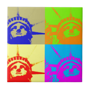 4 Colour Pop Art Lady Liberty Tegeltje
