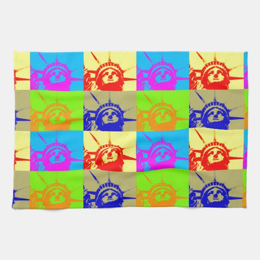 4 Colour Pop Art Lady Liberty Theedoek (Horizontaal)
