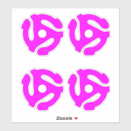 4 COOL Retro  Hot Pink 45 spacer DJ Sticker (Vel)