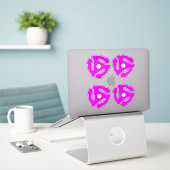 4 COOL Retro  Hot Pink 45 spacer DJ Sticker (Laptop op bureau)