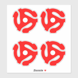 4 COOL Retro  Red 45 voorzetkamer DJ Sticker