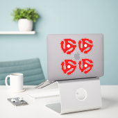 4 COOL Retro  Red 45 voorzetkamer DJ Sticker (Laptop op bureau)