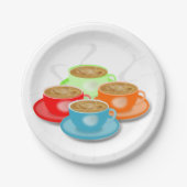 4 Cups van koffie-Borden Papieren Bordje (Voorkant)