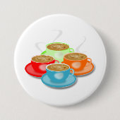 4 Cups van koffie-Button Ronde Button 7,6 Cm (Voorkant)