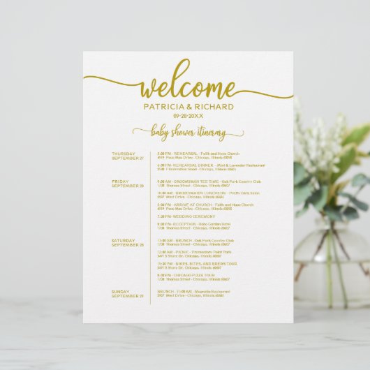 4 dagen Baby shower rondom de tijdlijn voor goud (Staand voorkant)