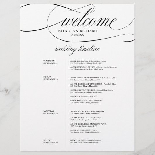 4 dagen trouw itinerarium Elegant Zwarte Script (Voorkant)