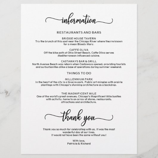 4 Dagen Trouwweekend Itinerary Chic Verloop (Achterkant)