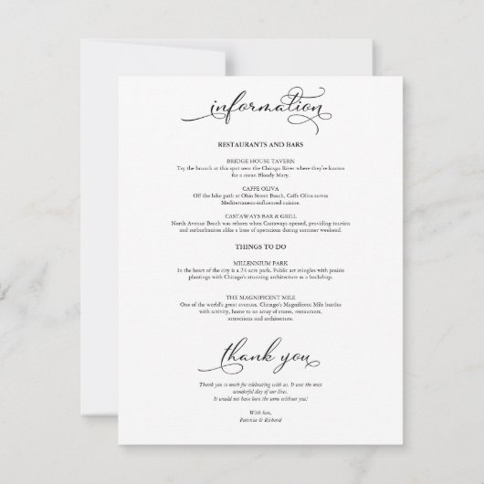 4 dagen trouwweekend Reisplan Elegant Schrift Kaart (Achterkant)